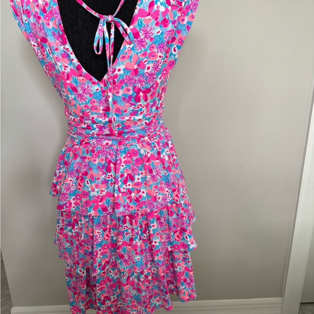 Lilly Pulitzer Faye V-Neck Ruffle Dress ‘Baby Bloomer’ Sz Ss - Picture 3 of 9